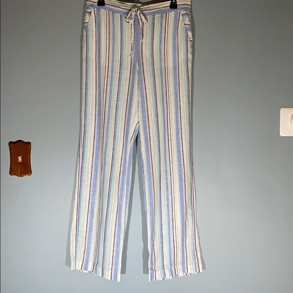 Vince Camuto Linen Striped Wide Legged Pants - Picture 2 of 6